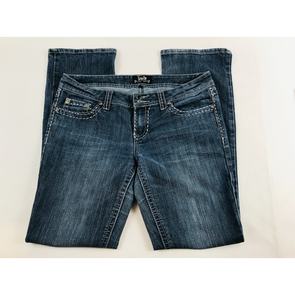 Karma Blue Jeans, Women's Size 15, Blue, Denim, Bootcut, Rhinestone